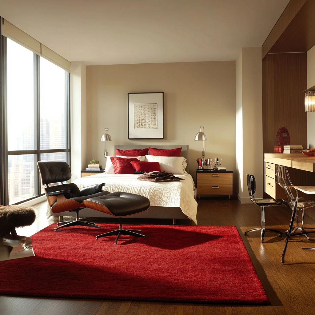 red rug bedroom 57