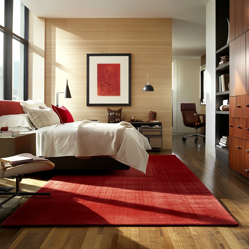 red rug bedroom 58