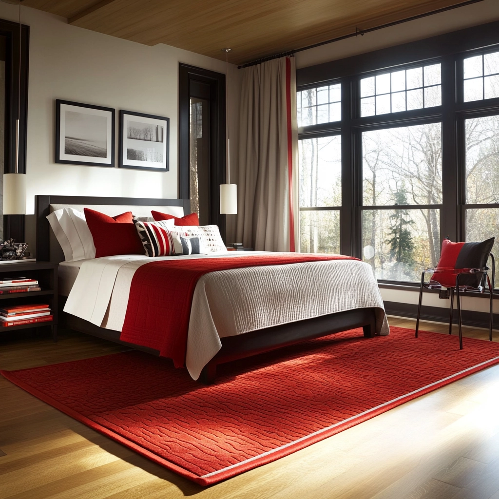 red rug bedroom 59