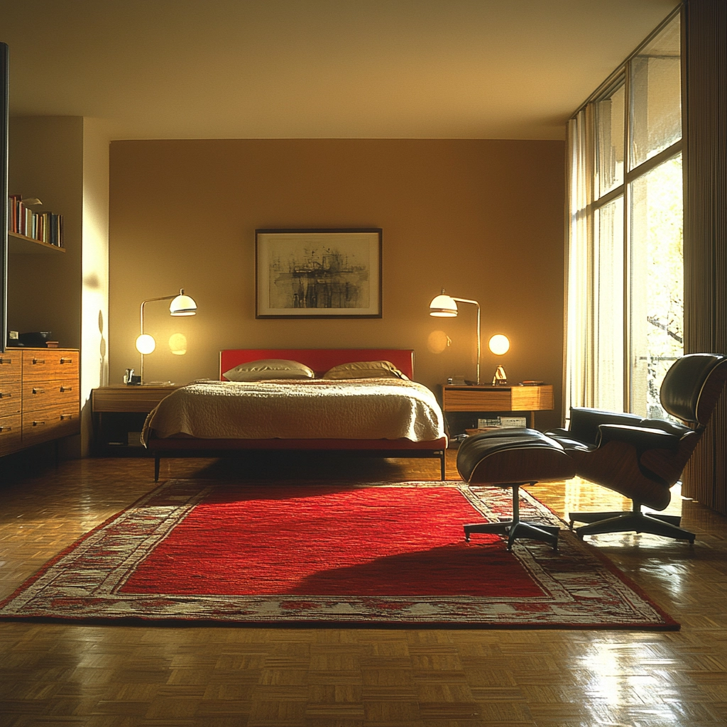 red rug bedroom 64