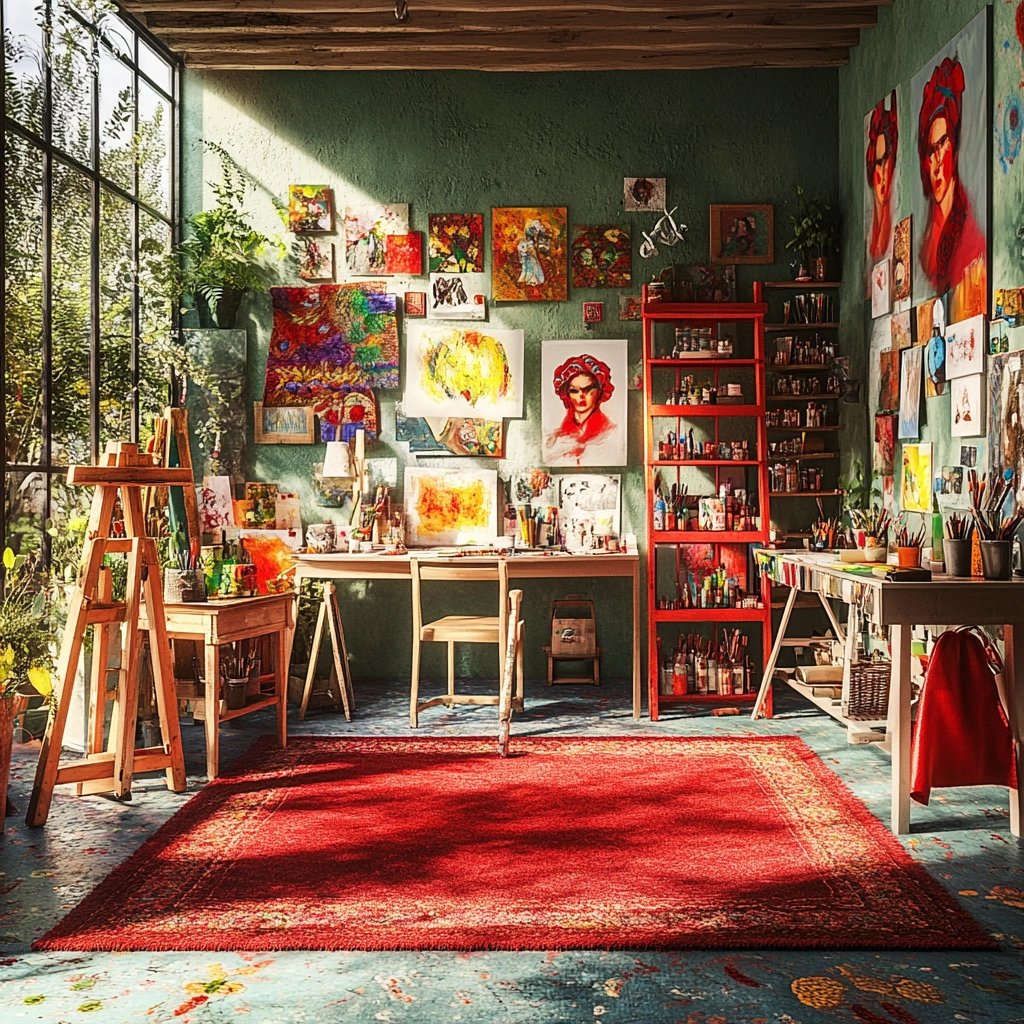 red rug bedroom 65