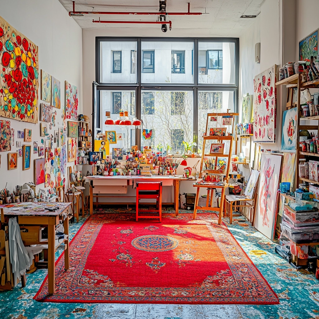 red rug bedroom 66