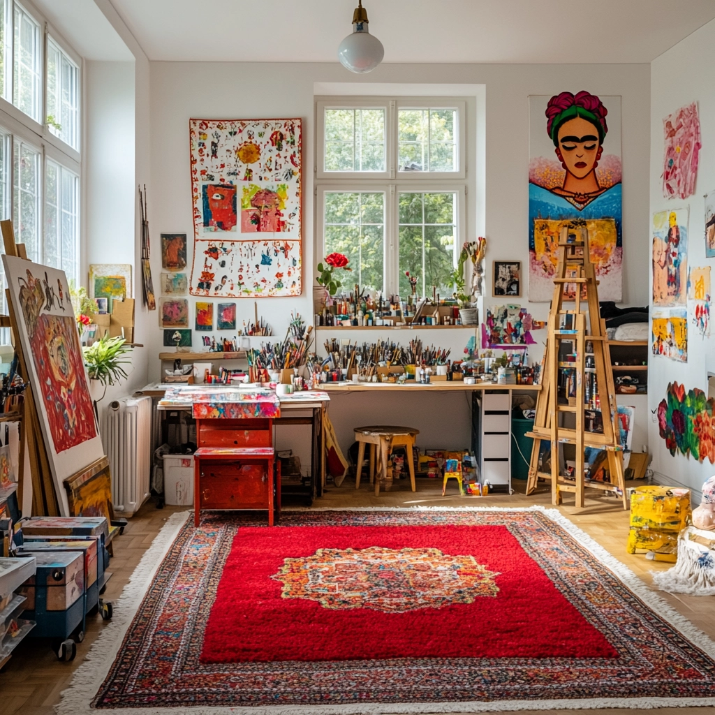 red rug bedroom 68