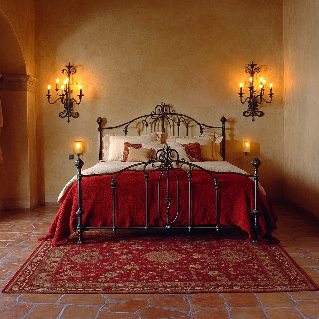 red rug bedroom 70