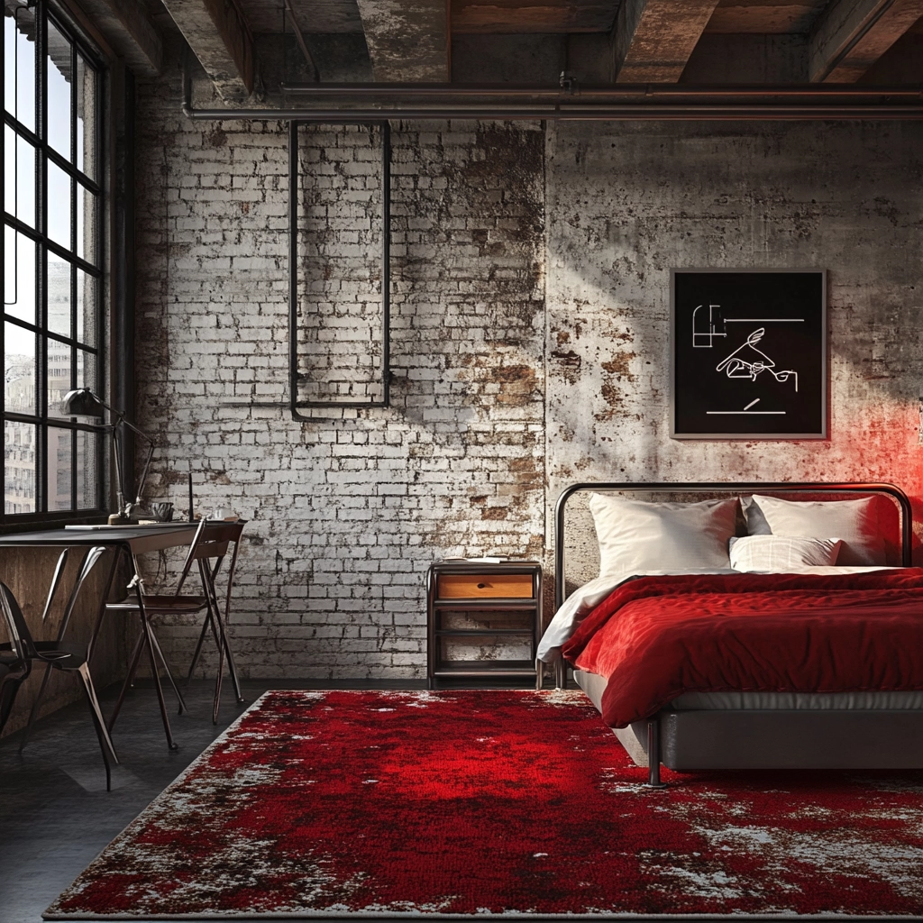 red rug bedroom 73