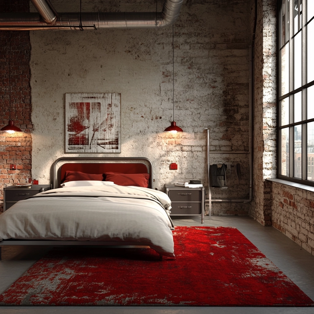 red rug bedroom 74