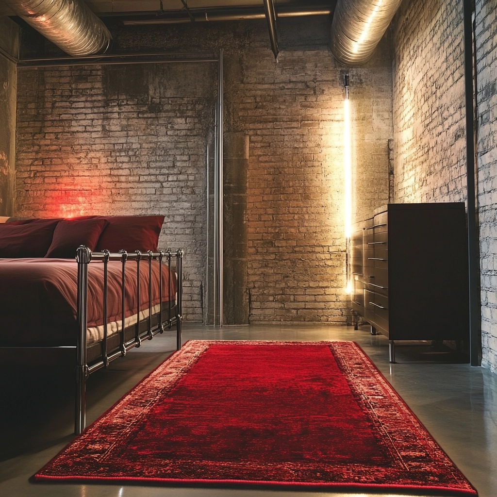 red rug bedroom 75