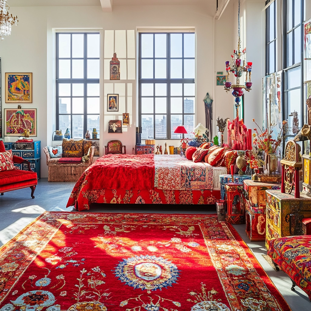 red rug bedroom 78