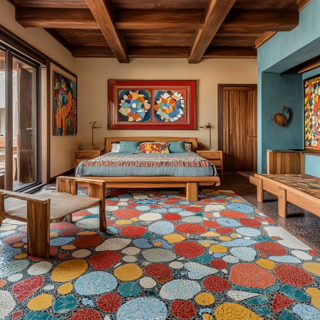 rug in carpeted bedroom 56