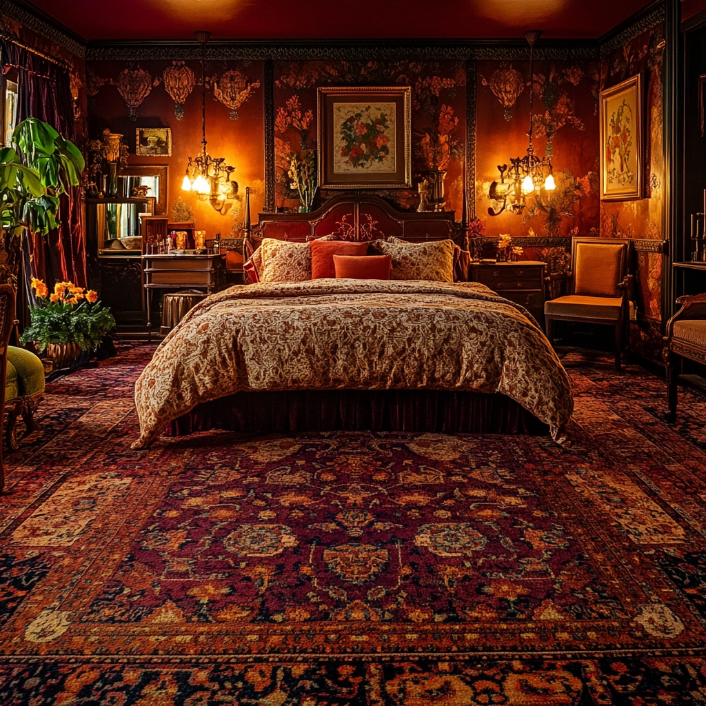 rug in carpeted bedroom 61