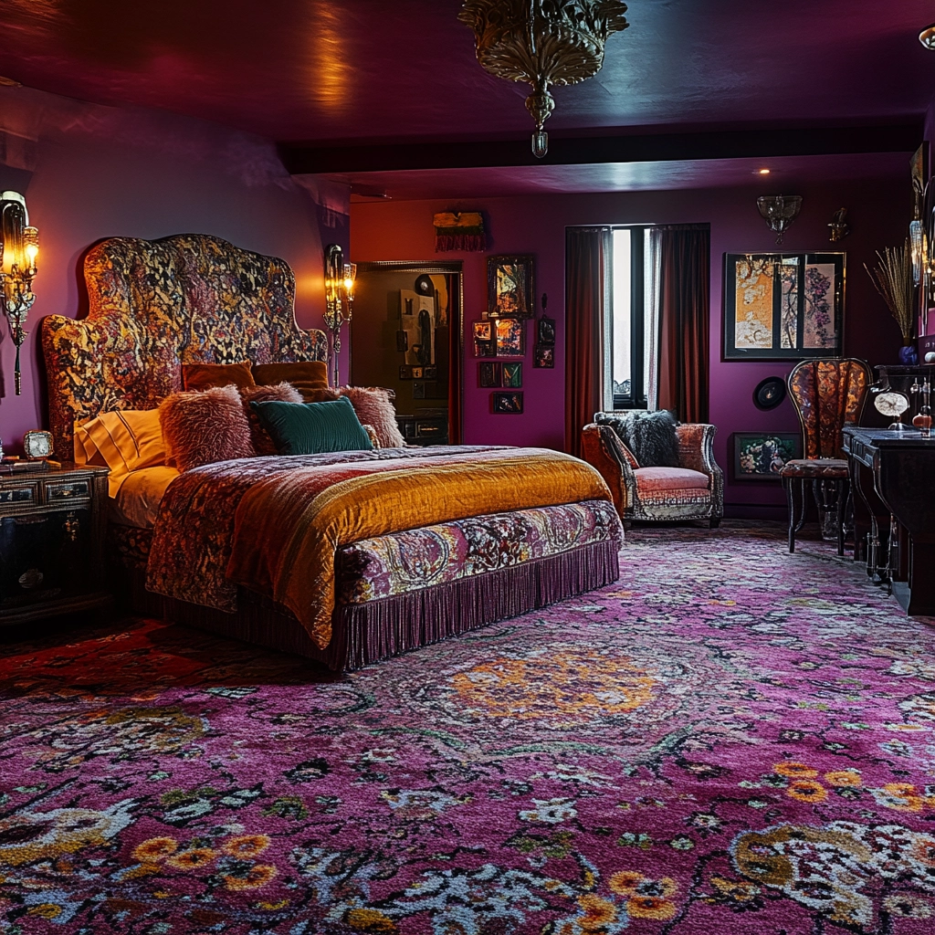 rug in carpeted bedroom 62