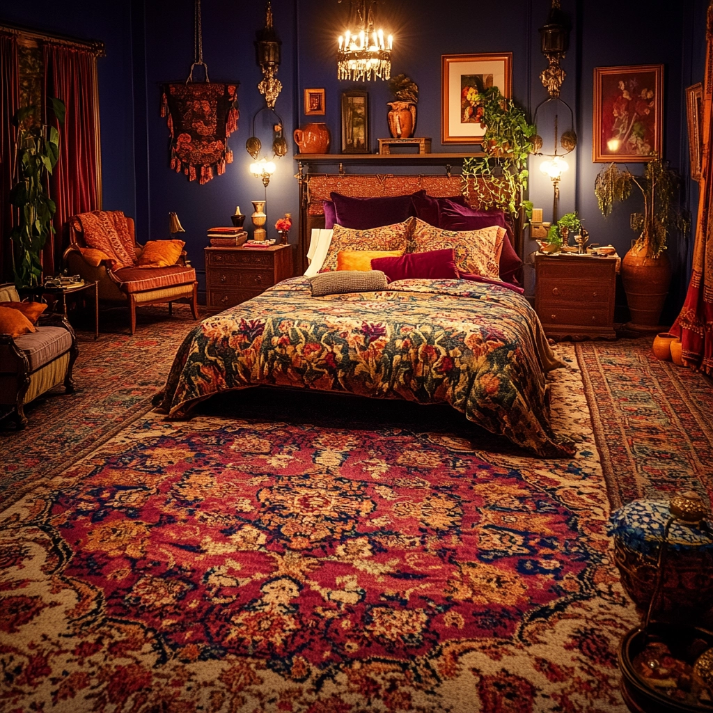 rug in carpeted bedroom 63