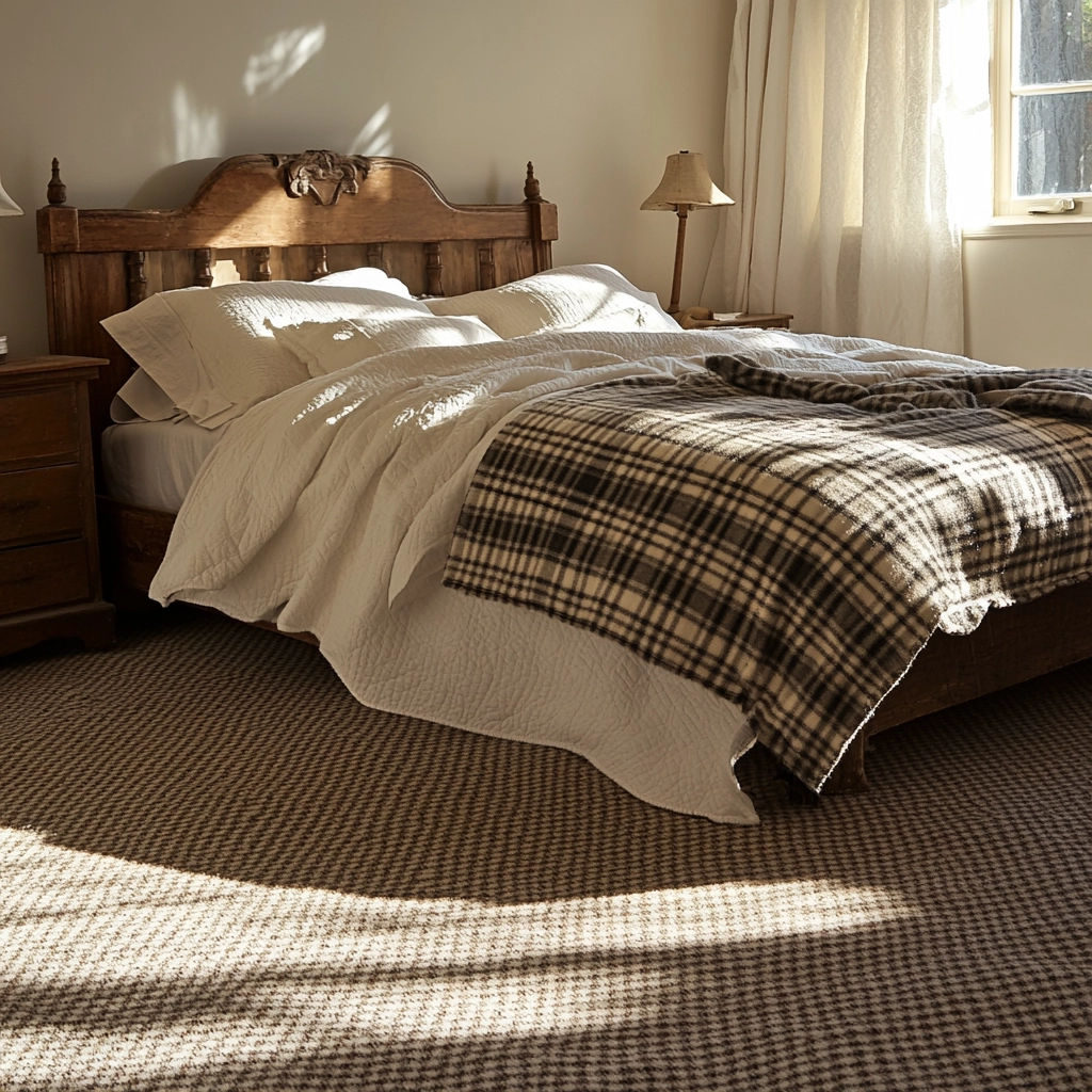rug in carpeted bedroom 68
