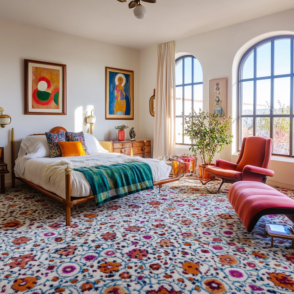 rug in carpeted bedroom 78