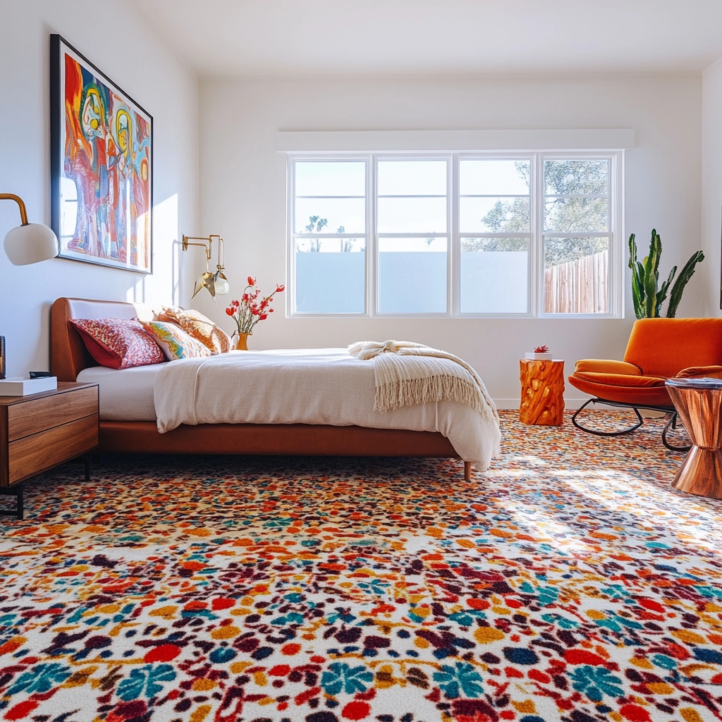 rug in carpeted bedroom 79