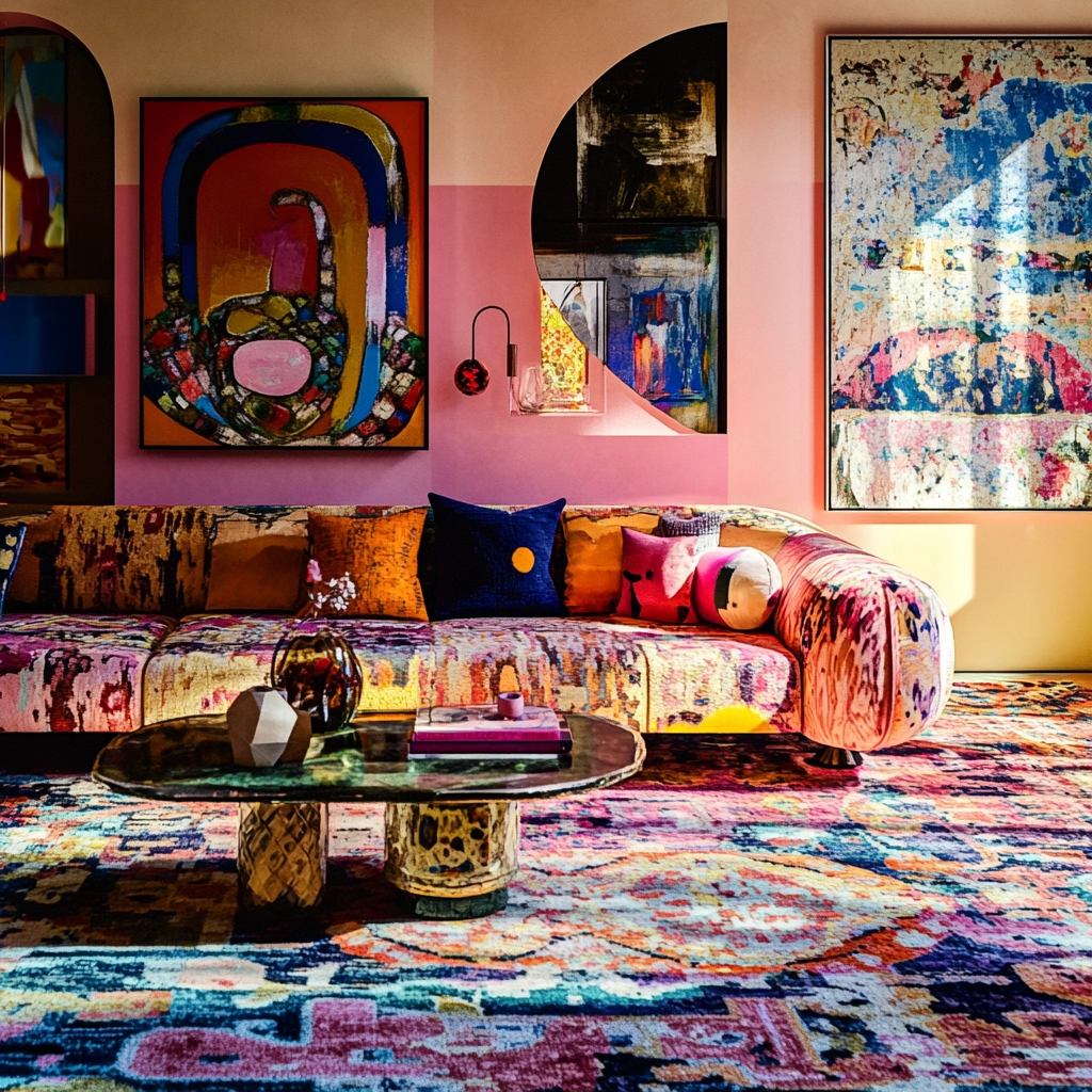 rug on carpet living room 46