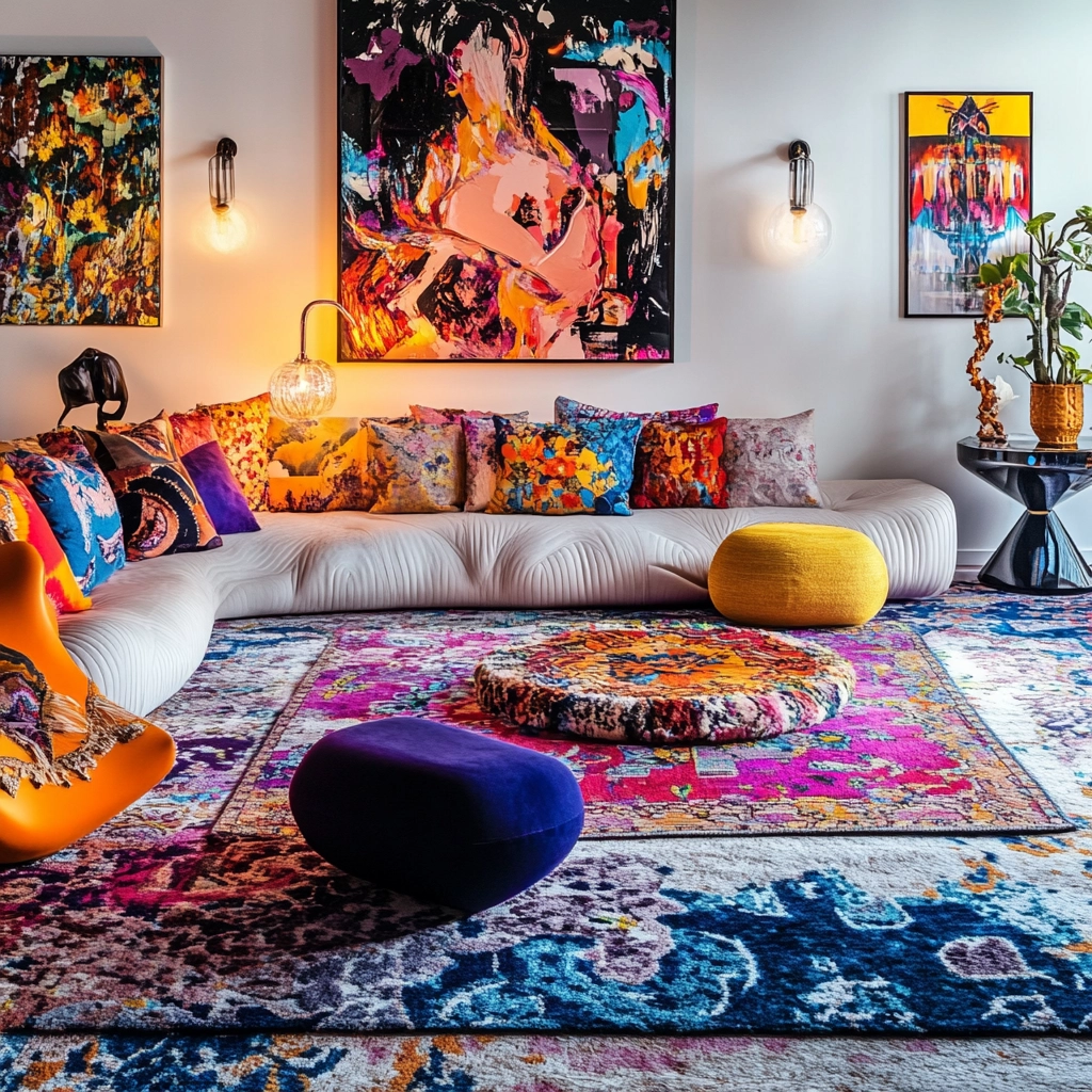 rug on carpet living room 47