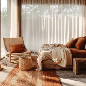 rust and beige bedroom 1