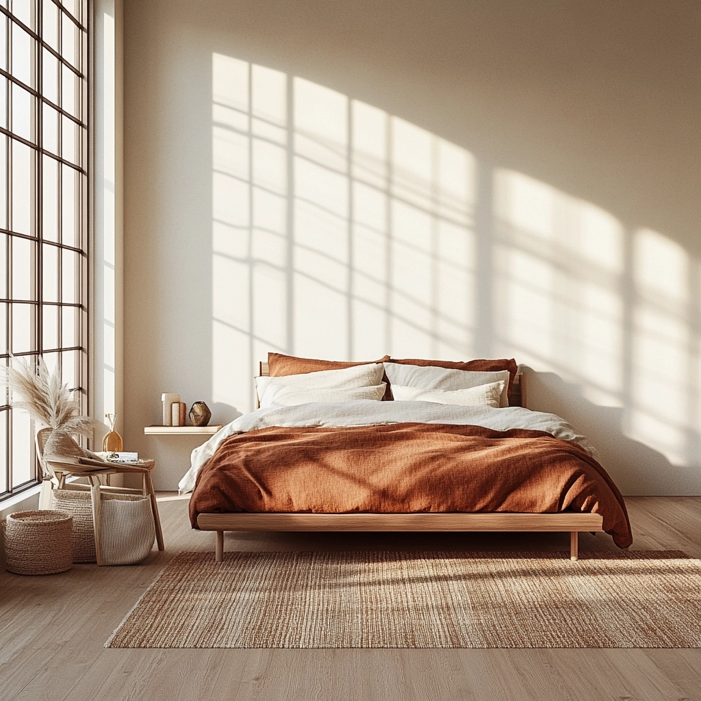 rust and beige bedroom 10