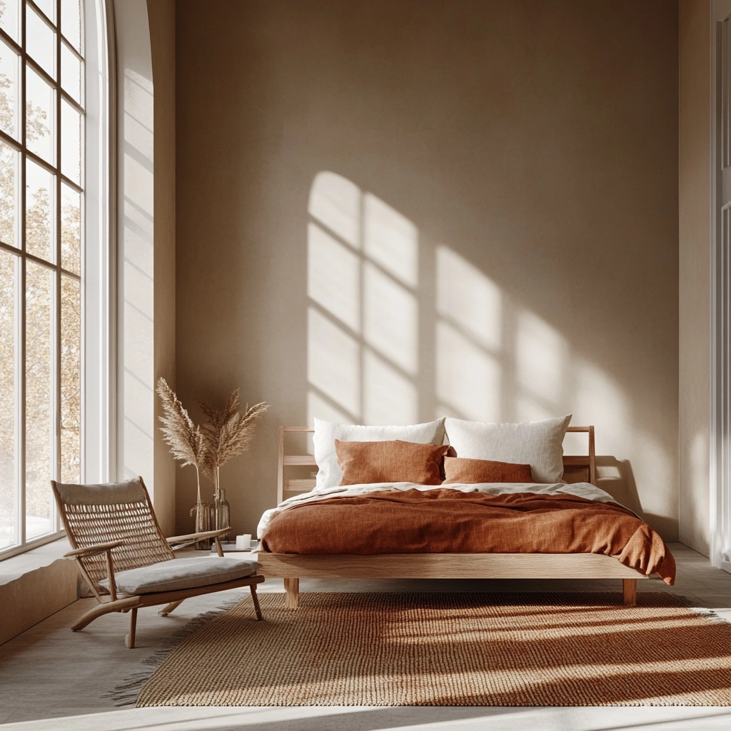 rust and beige bedroom 11