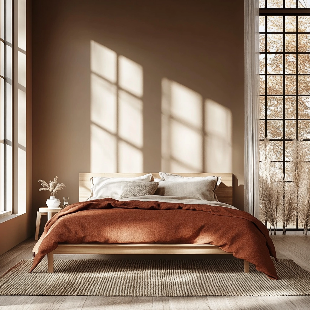 rust and beige bedroom 12