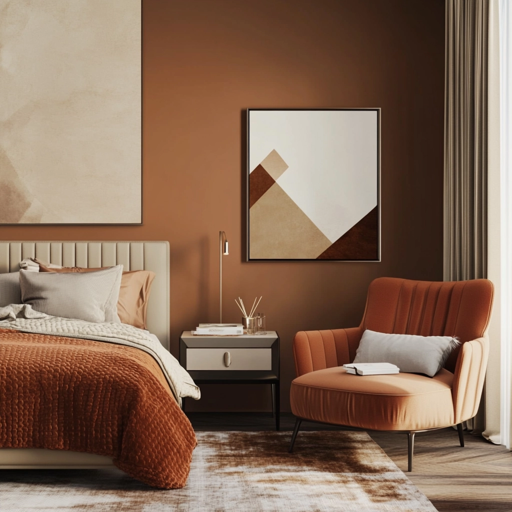 rust and beige bedroom 13