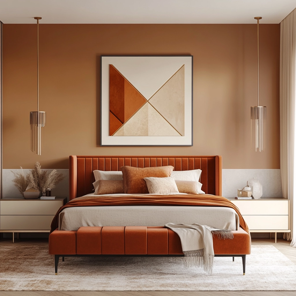 rust and beige bedroom 14