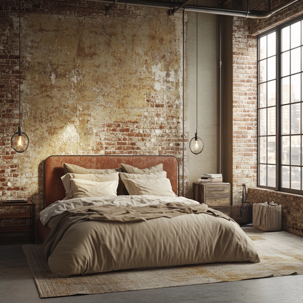 rust and beige bedroom 17