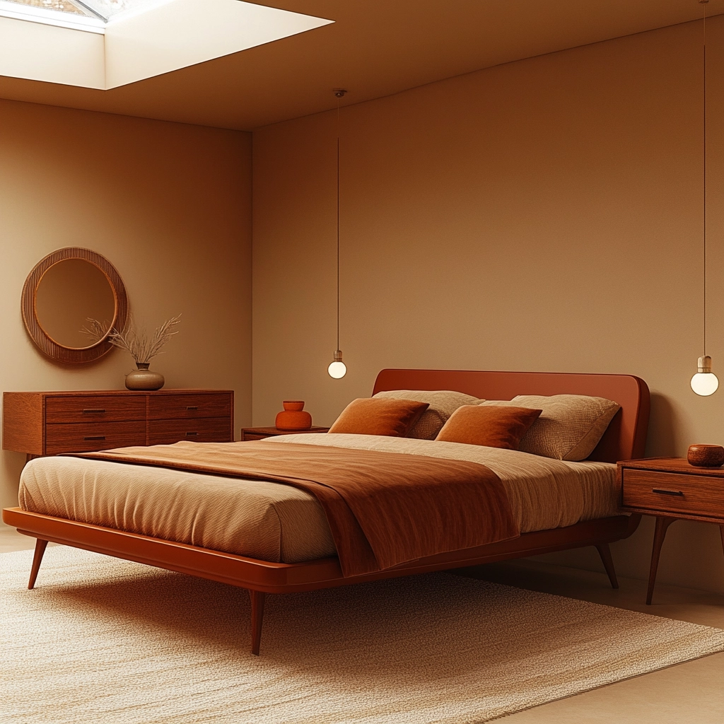 rust and beige bedroom 21