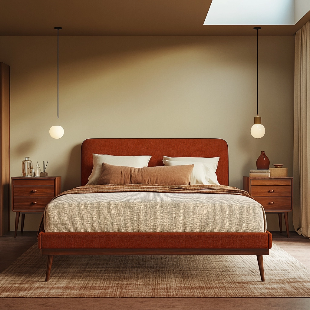 rust and beige bedroom 23