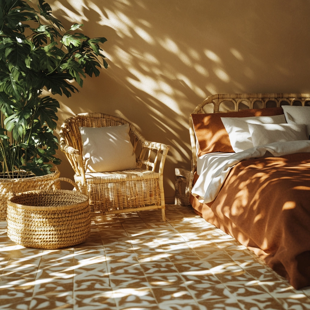 rust and beige bedroom 26