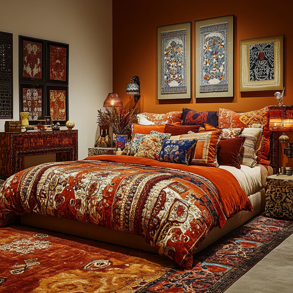 rust and beige bedroom 29