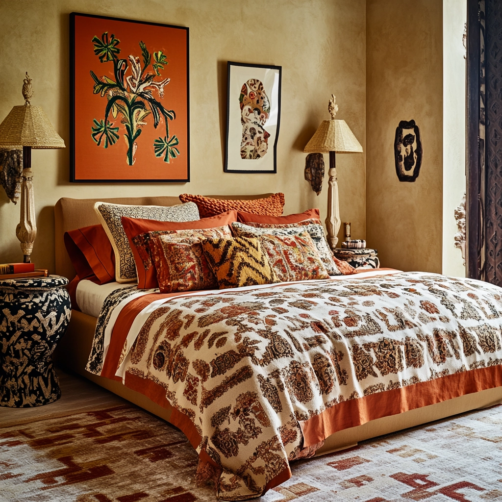rust and beige bedroom 31