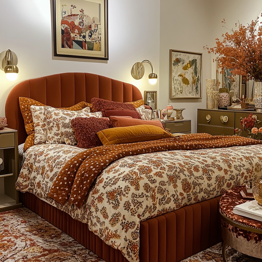 rust and beige bedroom 32