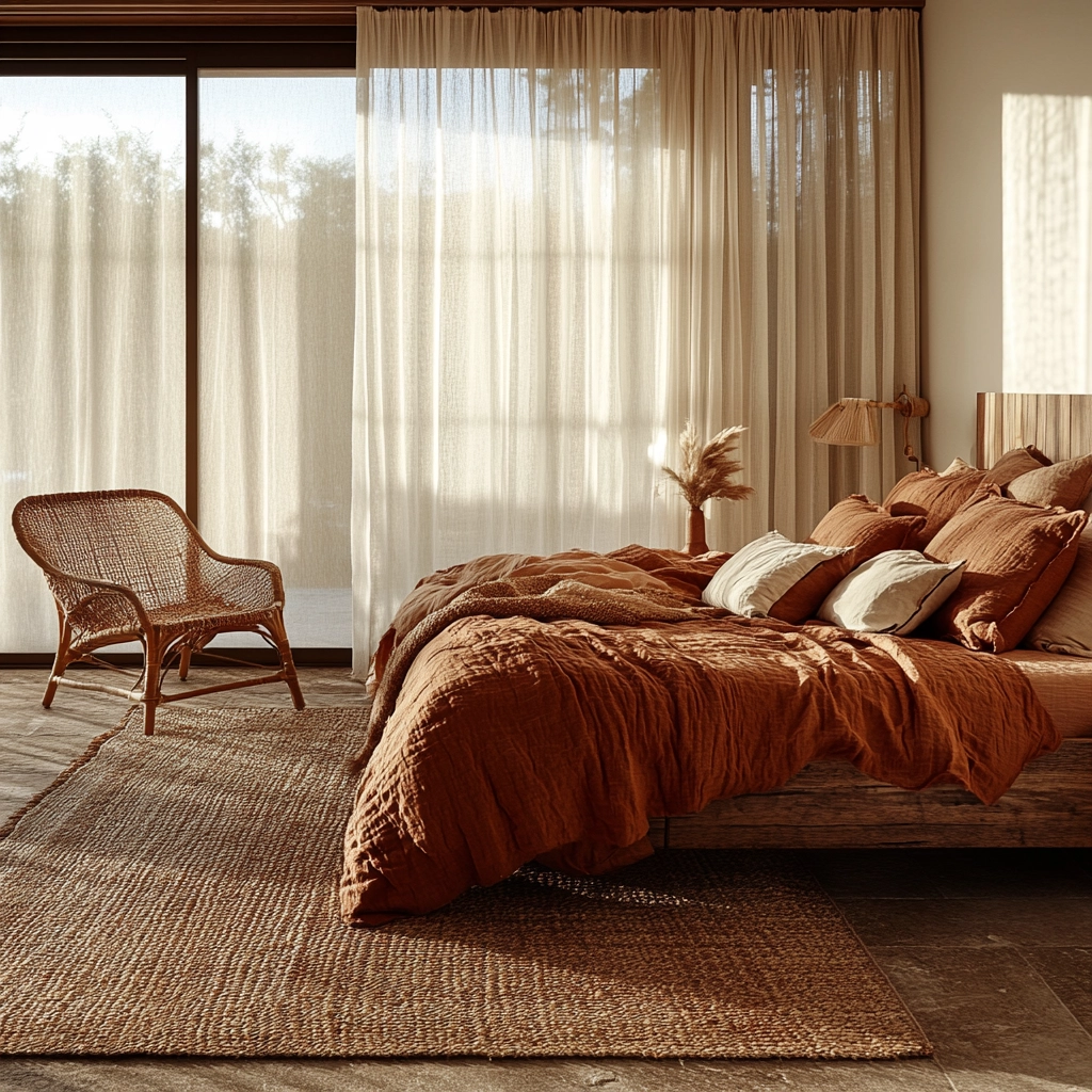 rust and beige bedroom 4