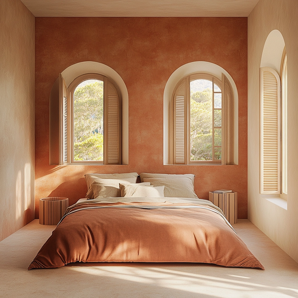 rust and beige bedroom 40