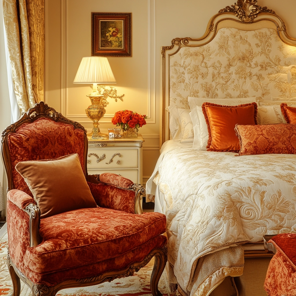 rust and beige bedroom 41