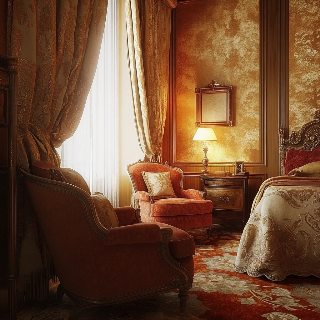 rust and beige bedroom 42