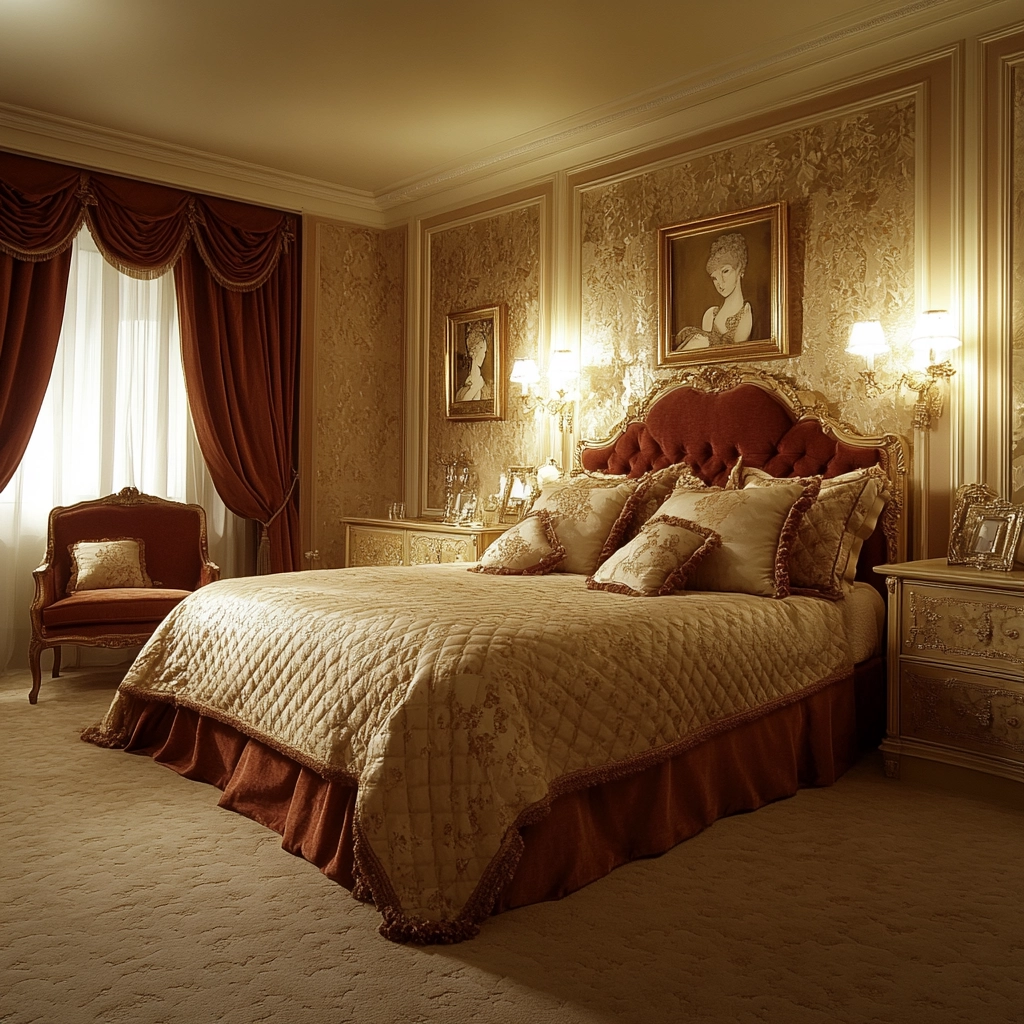 rust and beige bedroom 43