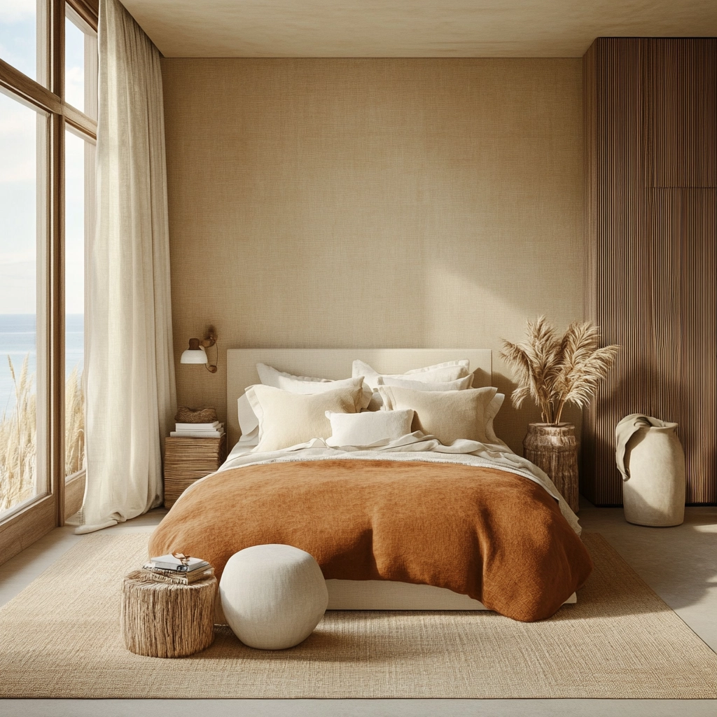 rust and beige bedroom 45