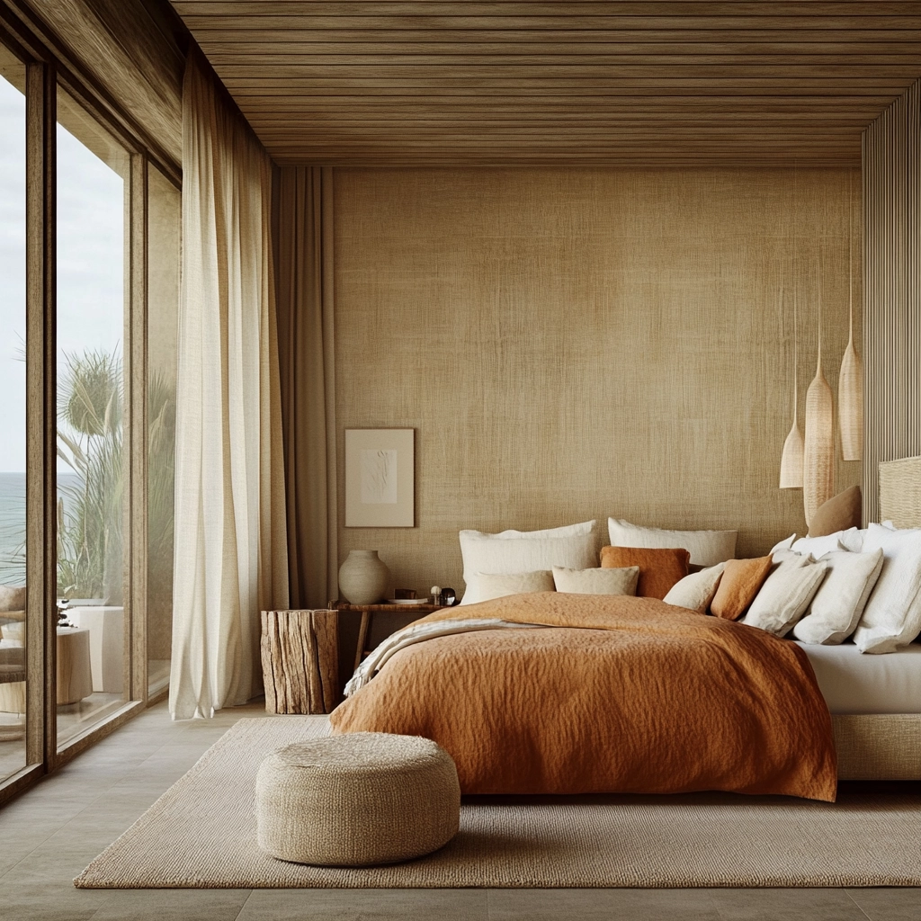 rust and beige bedroom 47