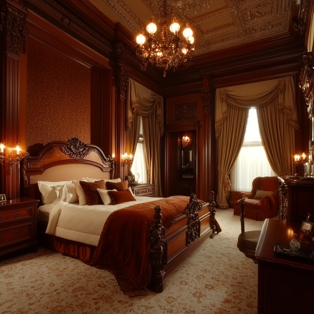 rust and beige bedroom 50