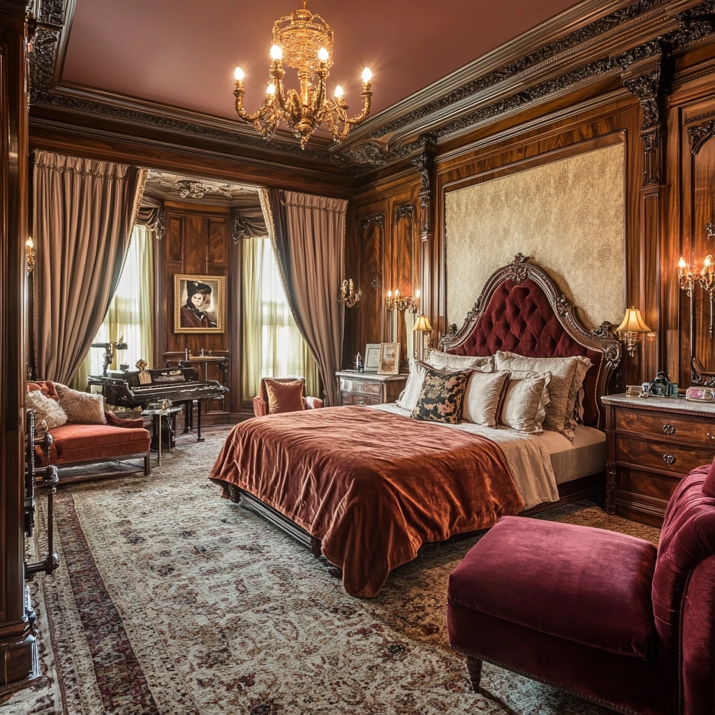 rust and beige bedroom 51