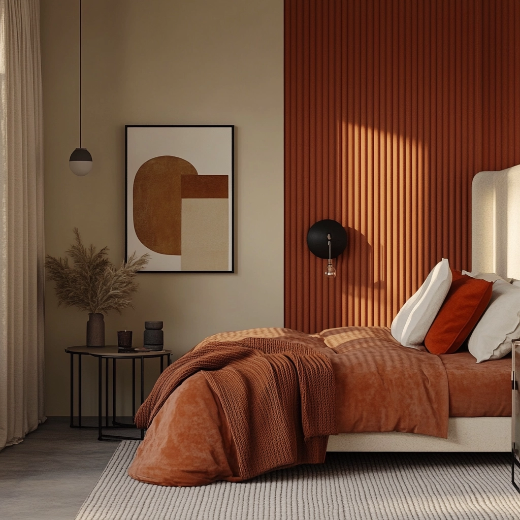rust and beige bedroom 55