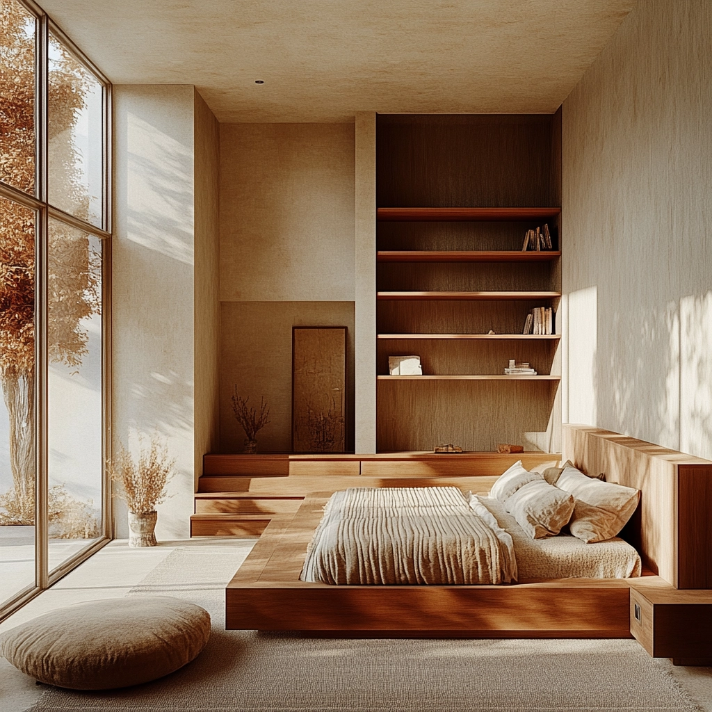 rust and beige bedroom 57