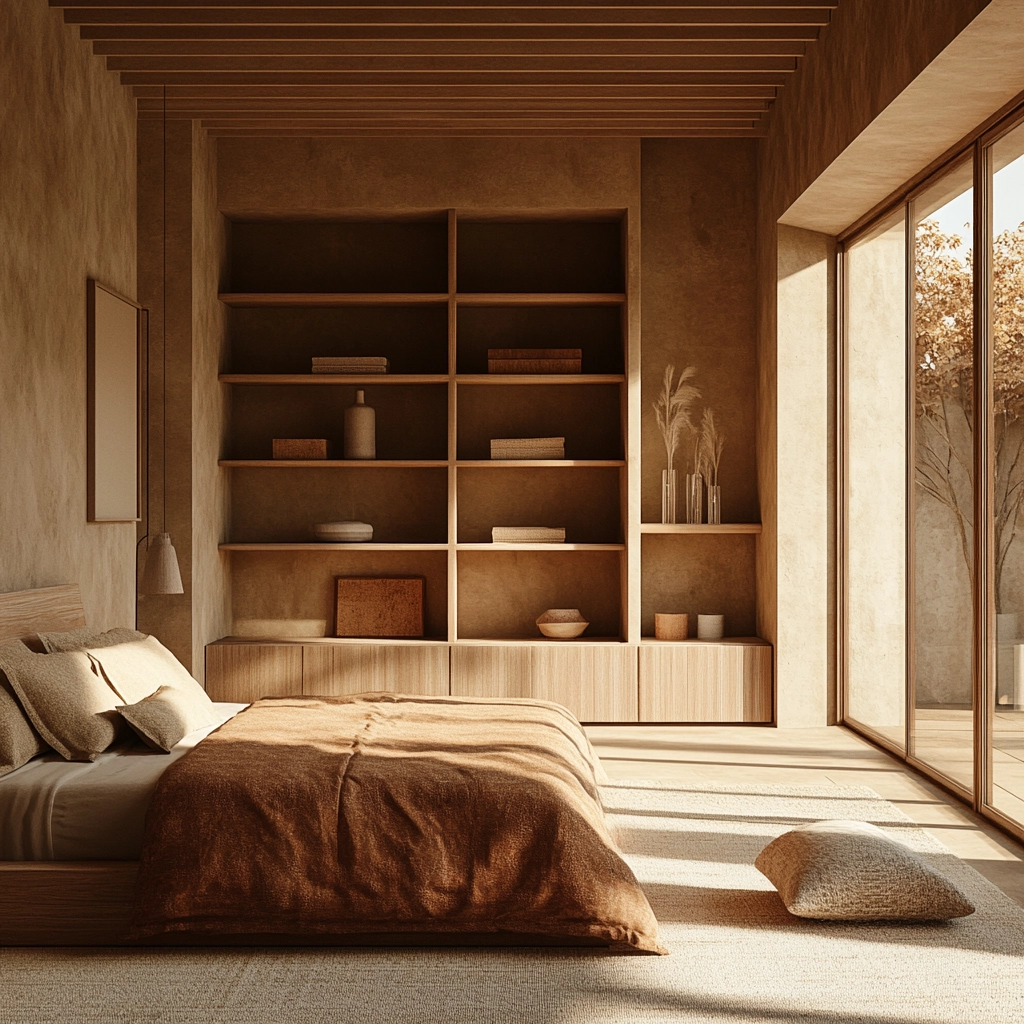 rust and beige bedroom 59