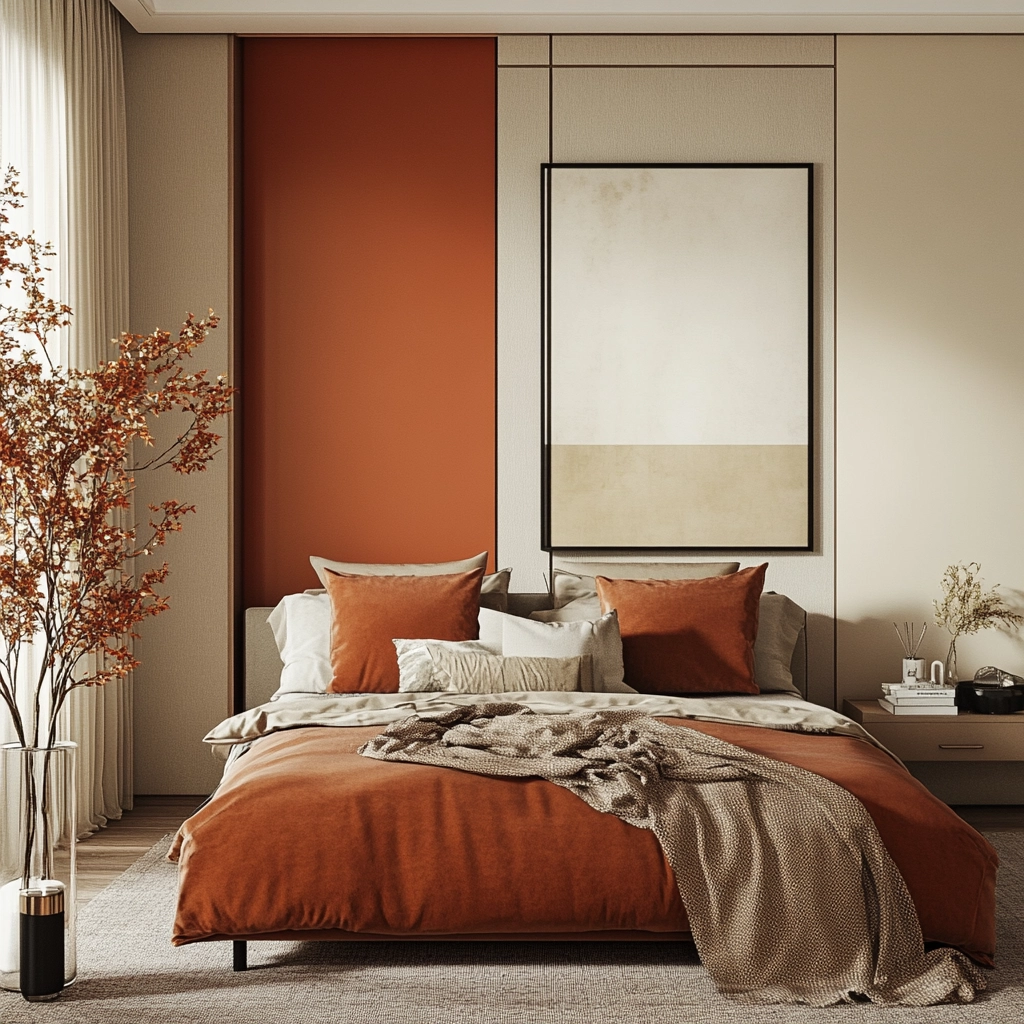 rust and beige bedroom 65