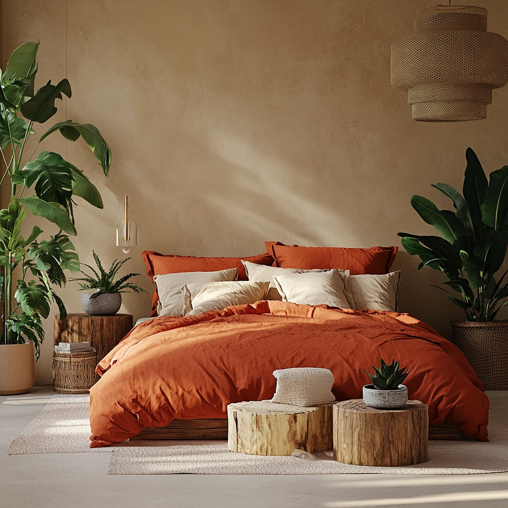 rust and beige bedroom 70