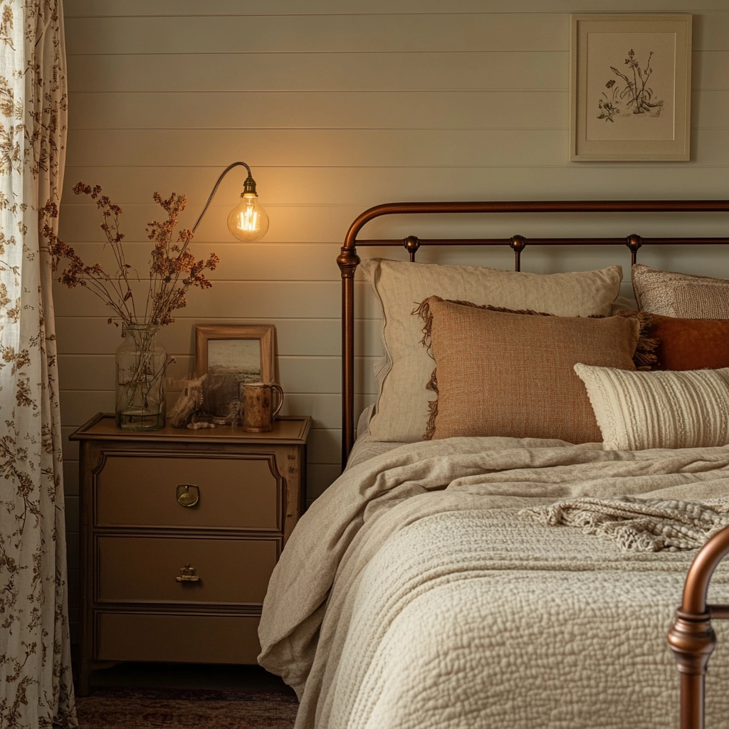 rust and beige bedroom 73