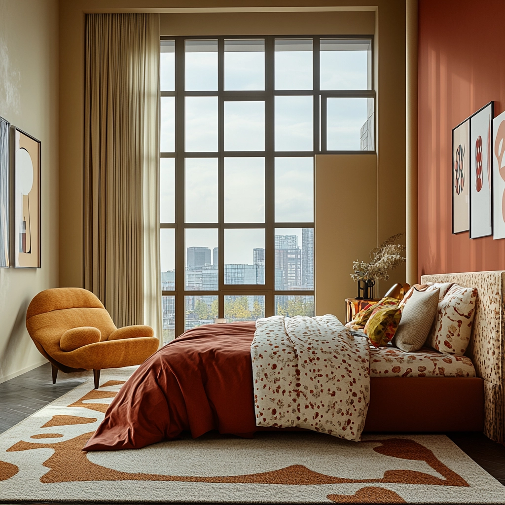 rust and beige bedroom 77
